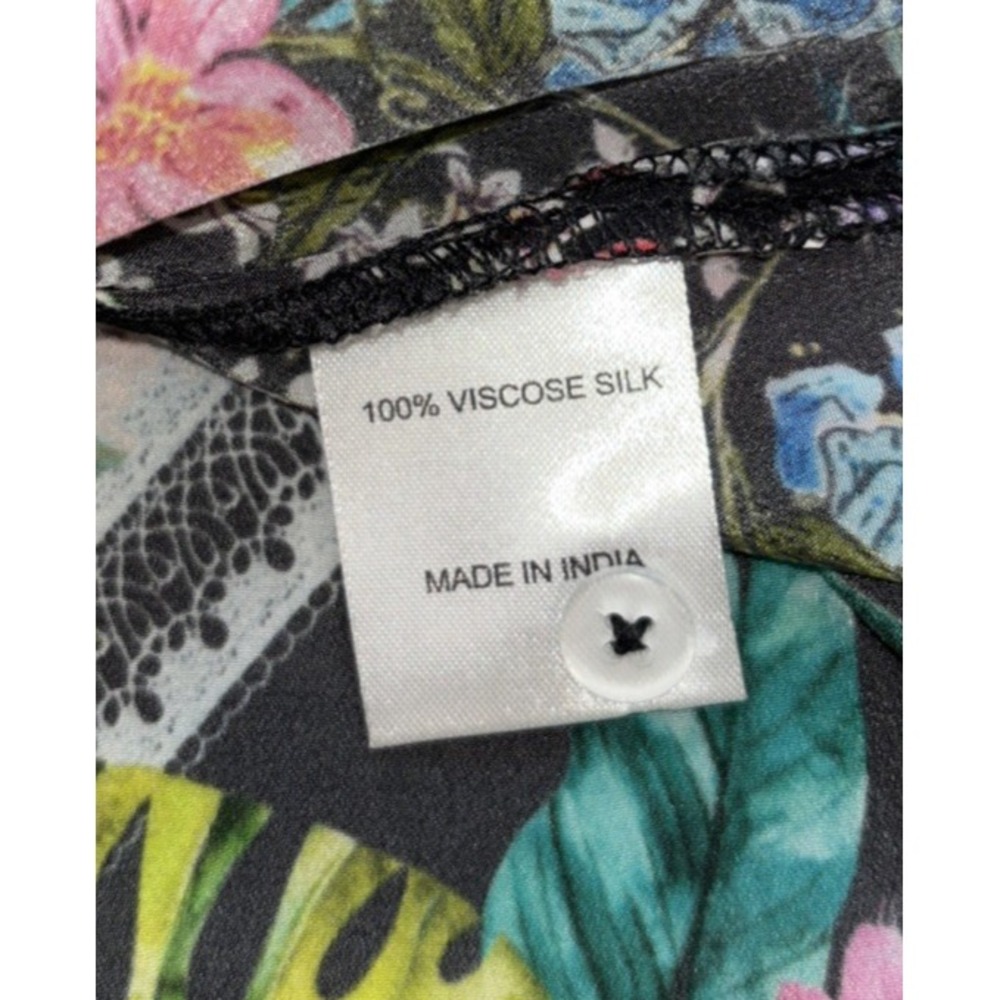 NEW Shana Apparel Floral Tunic Size M Multi Color Long Sleeve Button Boho Hippie - Picture 10 of 12